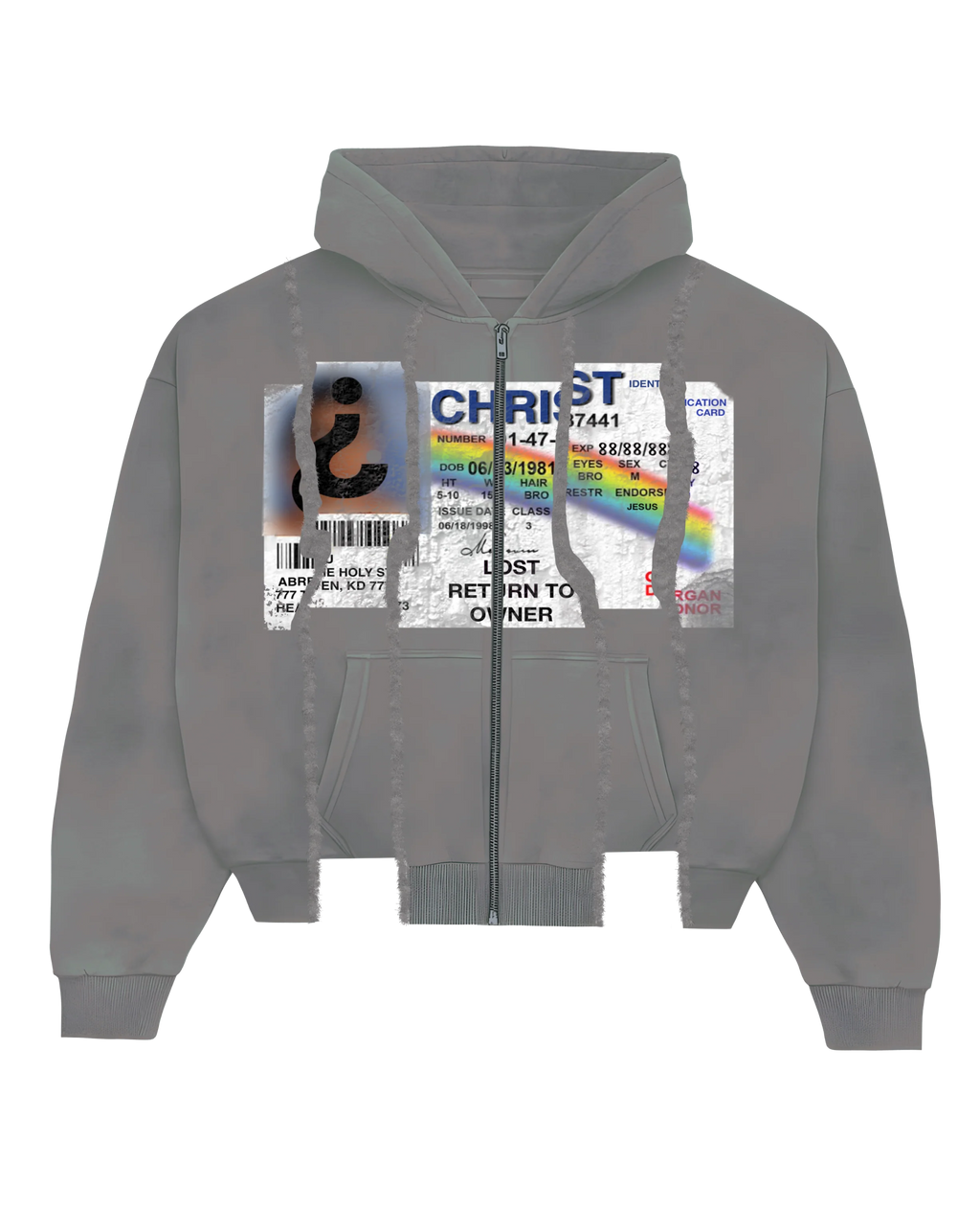 WASHED GREY "FYID" ZIP UP